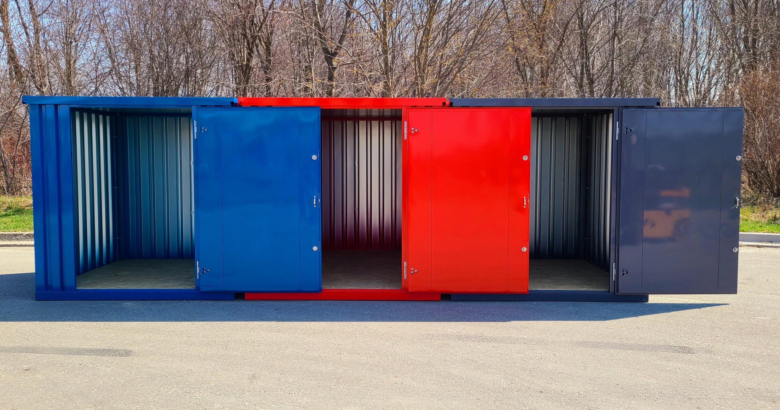 Steel Container 3 rows Blue, Red, Grey